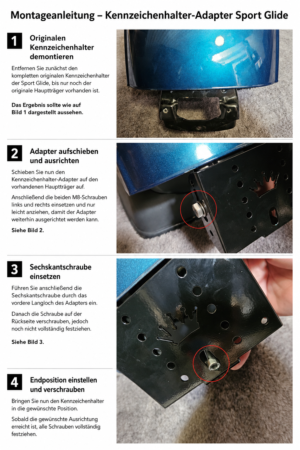 Zubehör Kennzeichenhalter geeignet für Sport Glide